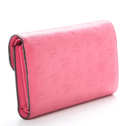 MCM Embossed Saffiano Tri-Fold Flap Wallet Pink 3 of 9