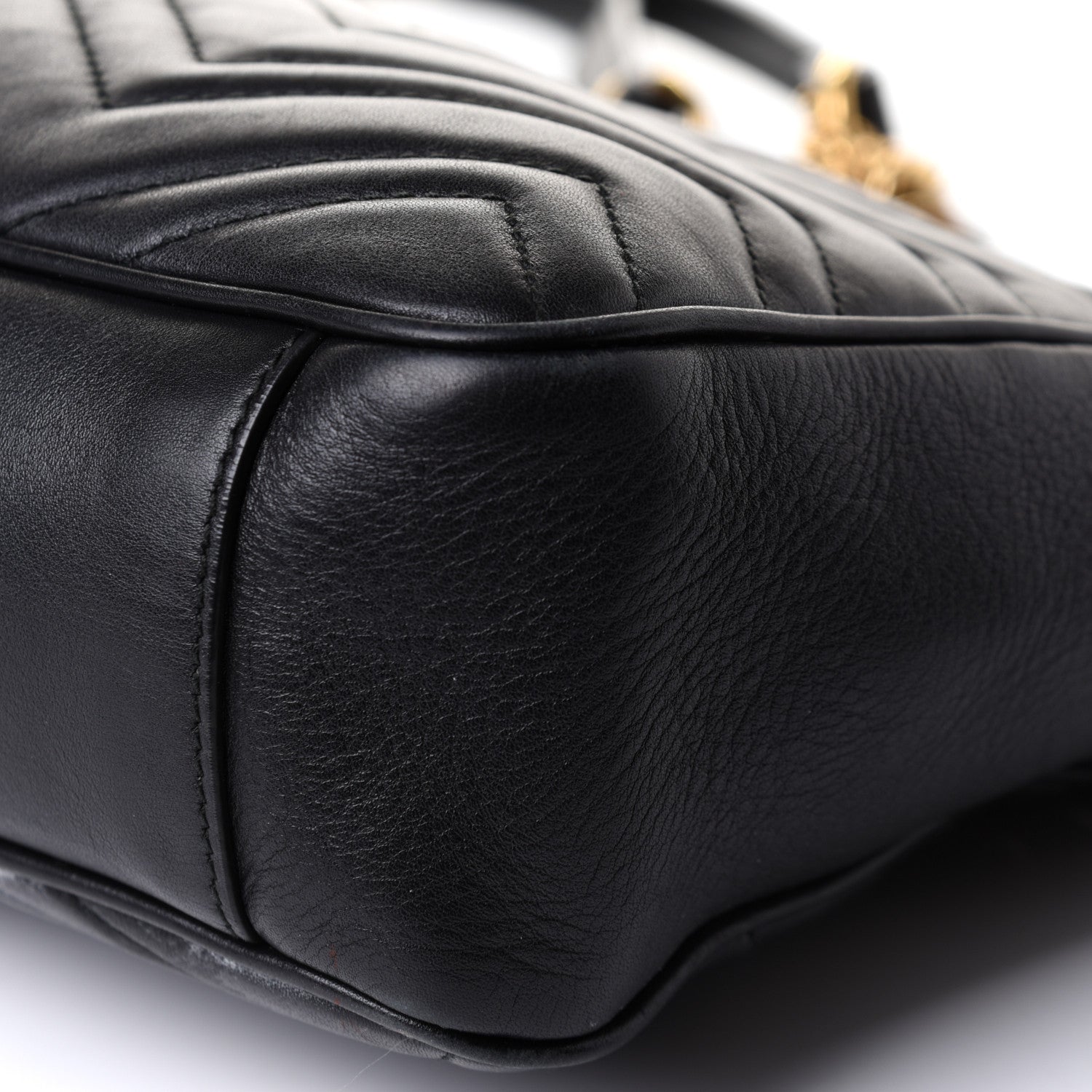 Gucci Calfskin Matelasse Medium GG Marmont Open Top Shoulder Bag Black 9 of 14