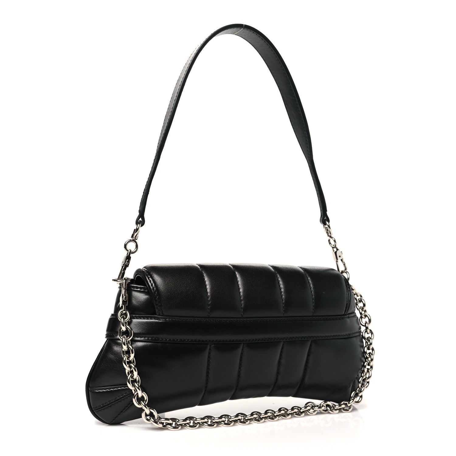Gucci Nappa Vertical Matelasse Small Maxi Horsebit Chain Shoulder Bag Black 3 of 11