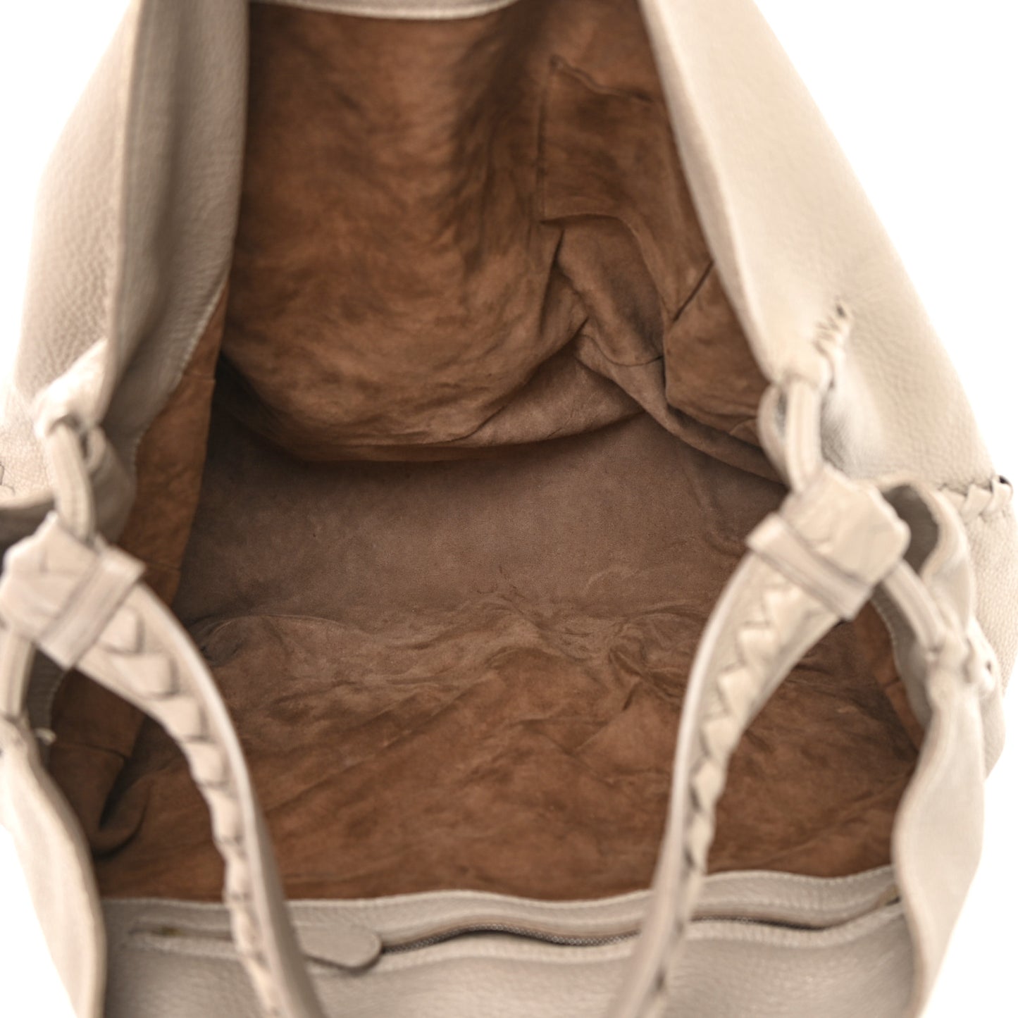 Washed Cervo Deerskin Large Hobo Light Grey