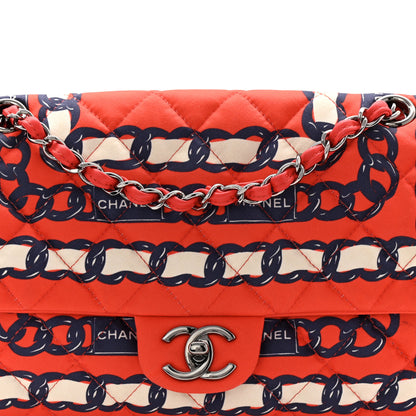 Chanel Silk Chain Printed Medium Single Flap Red 8 of 11