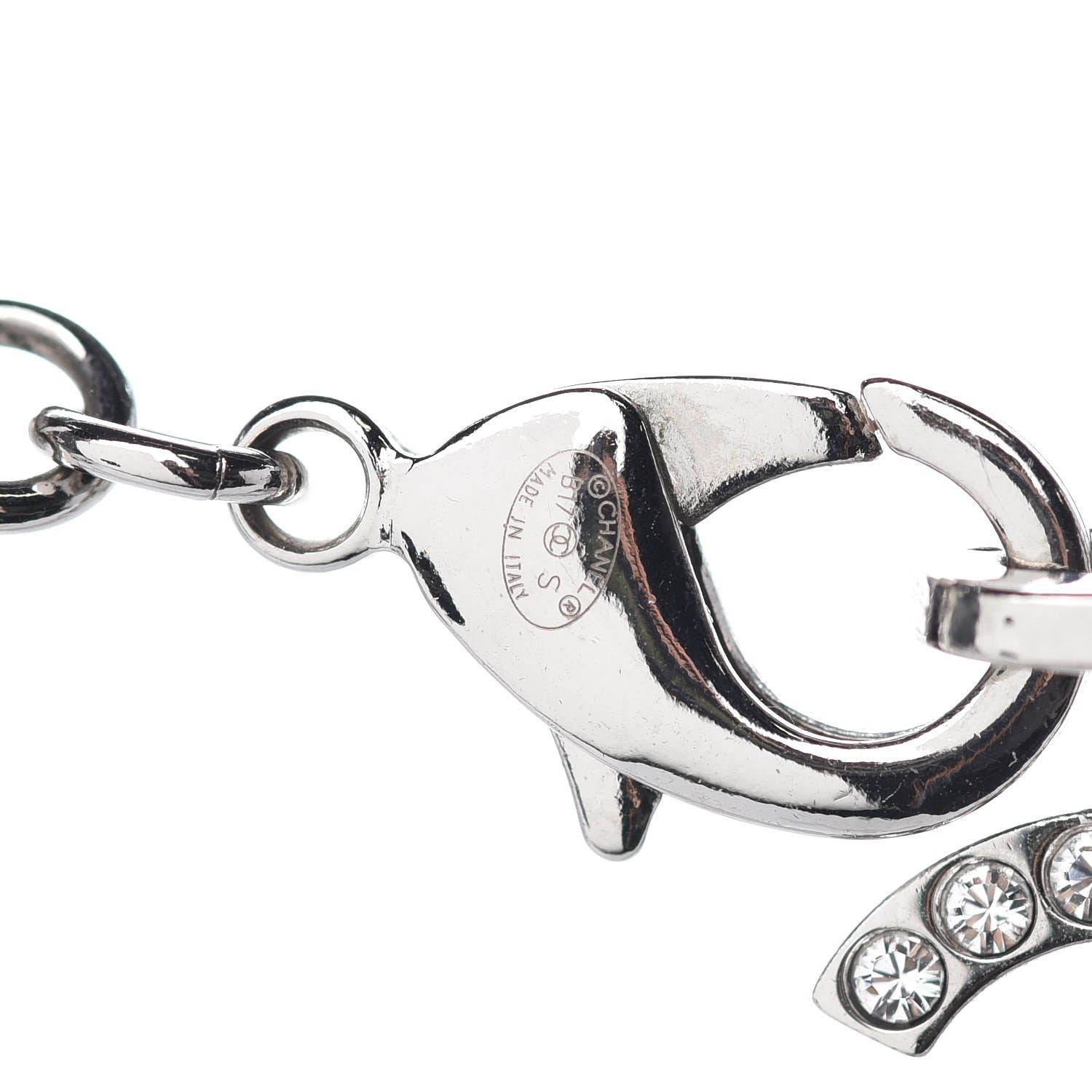 Chanel Crystal Strass Cross CC Necklace Silver 4 of 5