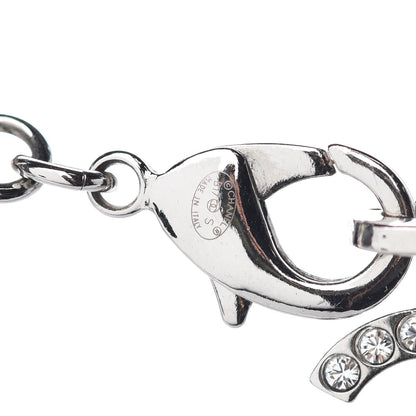 Chanel Crystal Strass Cross CC Necklace Silver 4 of 5