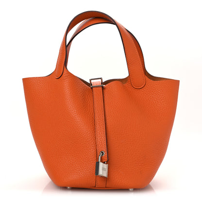 Hermes Taurillon Clemence Picotin Lock 18 PM Orange 1 of 12