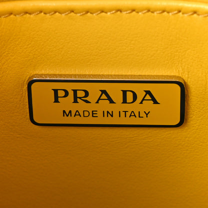 Prada Soft Calfskin Triangle Logo Embossed Small Double Handle Crossbody Tote Sole 6 of 9
