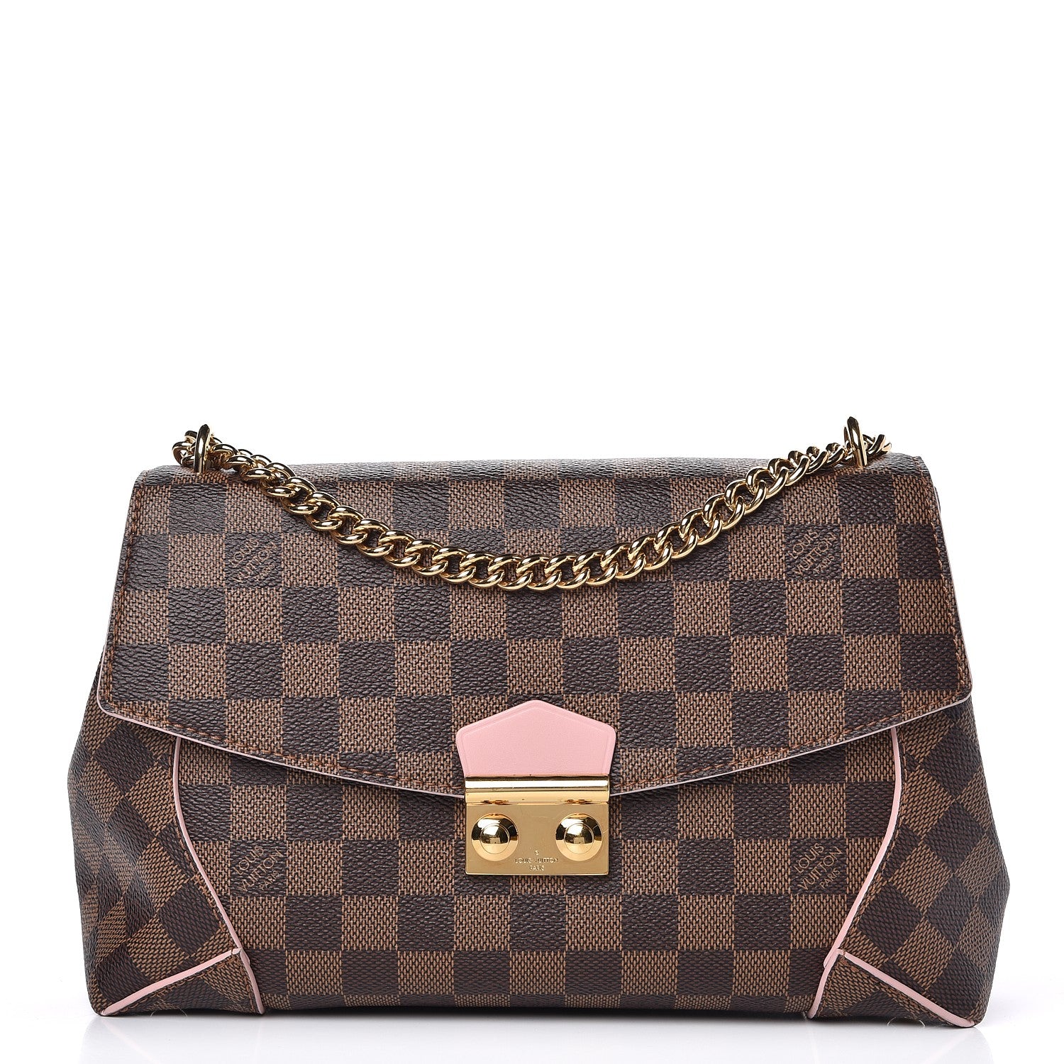 Louis Vuitton Damier Ebene Caissa Clutch Rose Ballerine 1 of 7