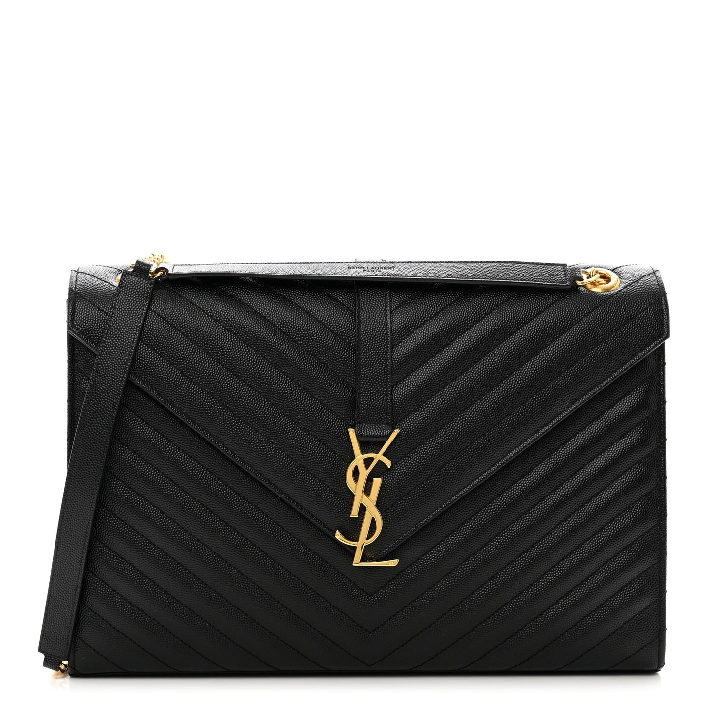 Grain De Poudre Matelasse Chevron Large Monogram Satchel Black