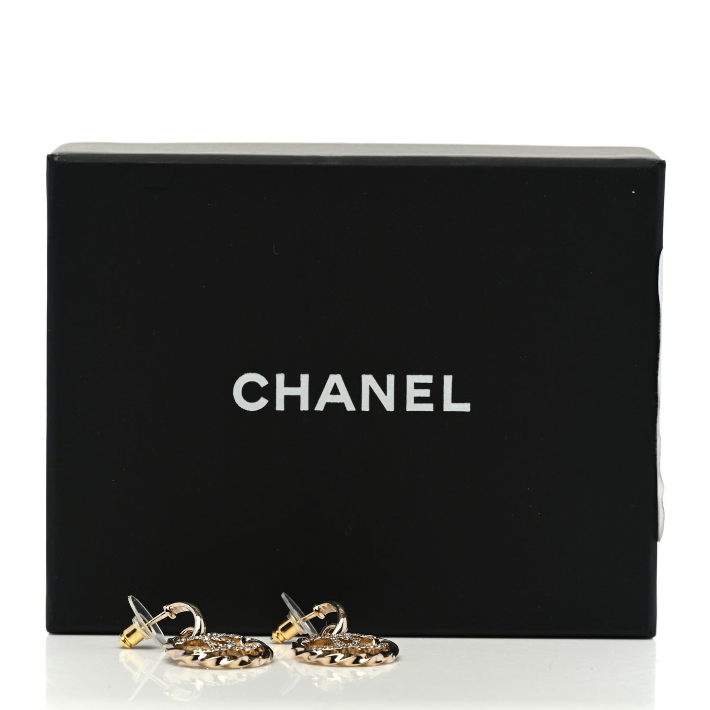 Twist Crystal CC Drop Earrings Gold