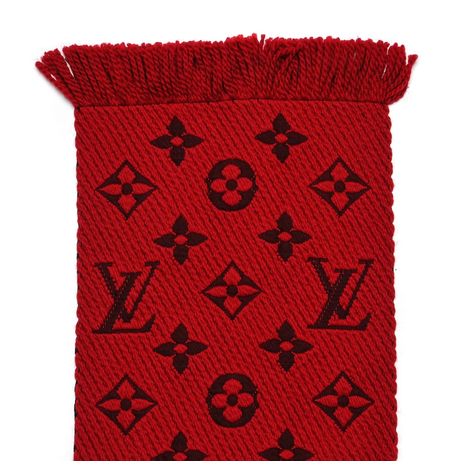 Louis Vuitton Wool Silk Logomania Scarf Rubis 7 of 8