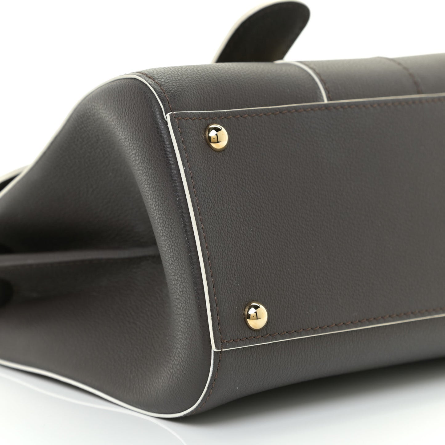 Grained Calfskin Bi-Color Brillant Mini Satchel Black