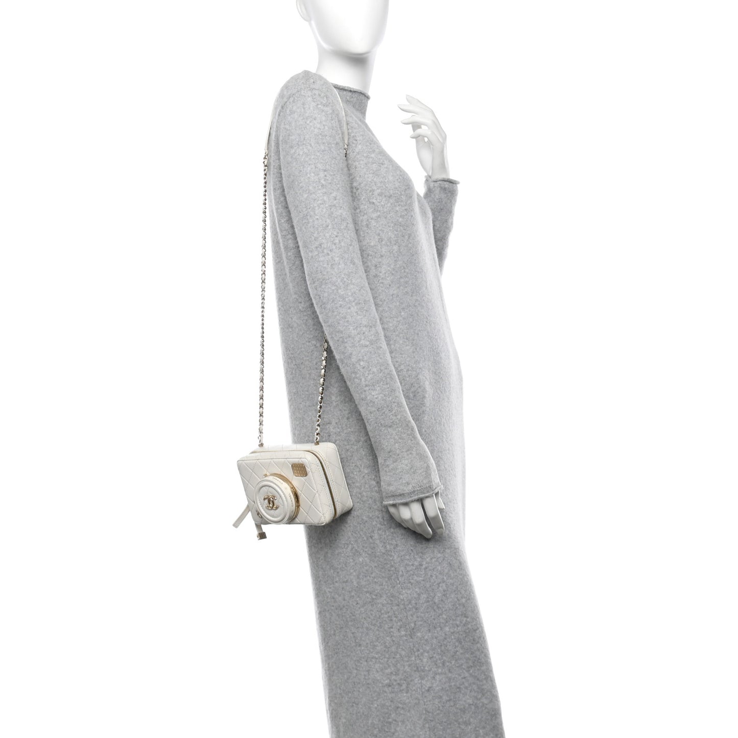 Lambskin Quilted Coco Click Bag White