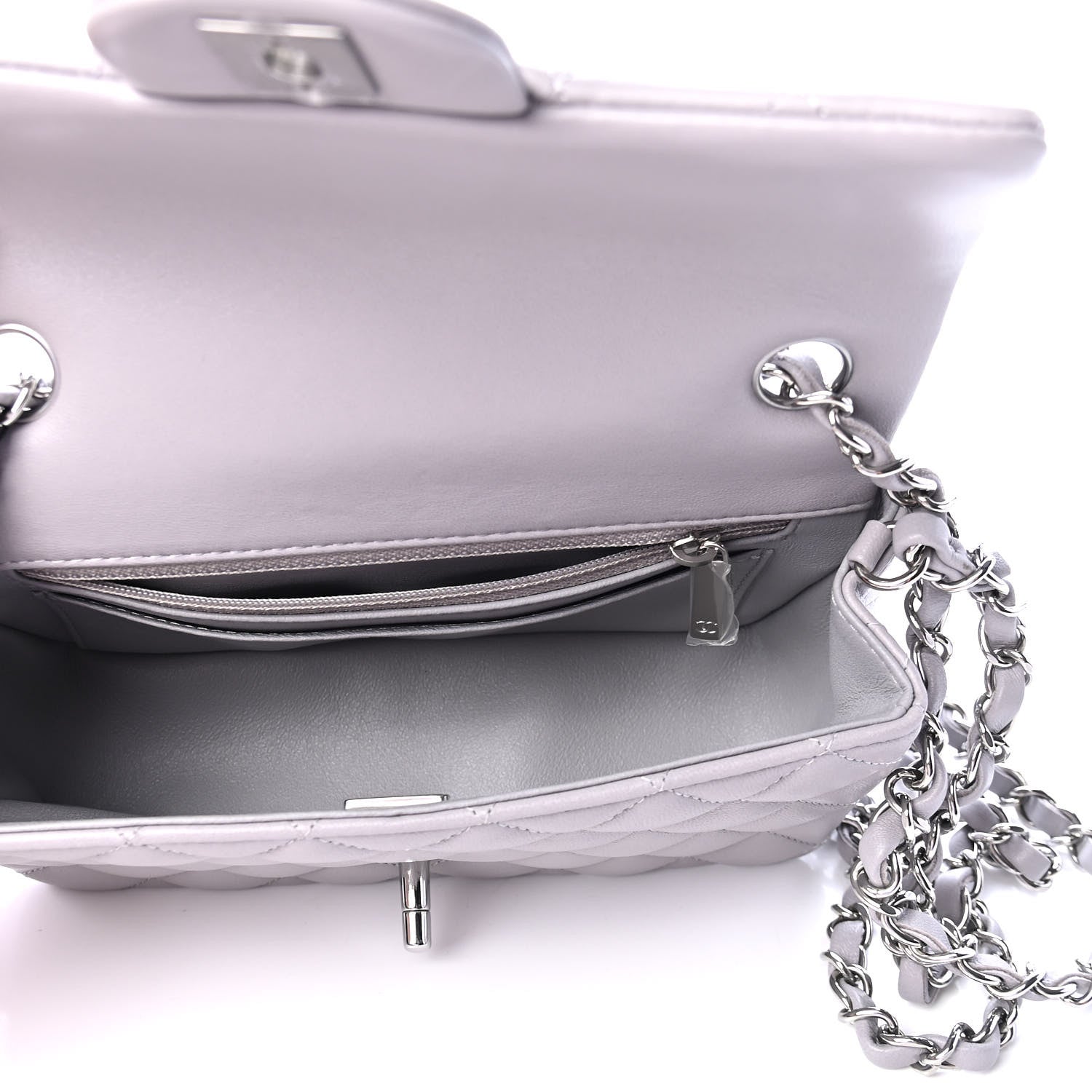 Chanel Lambskin Quilted Mini Rectangular Flap Grey 4 of 4