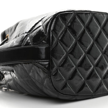 Chanel Shiny Aged Calfskin CC Chain Drawstring Bag Black 9 of 10