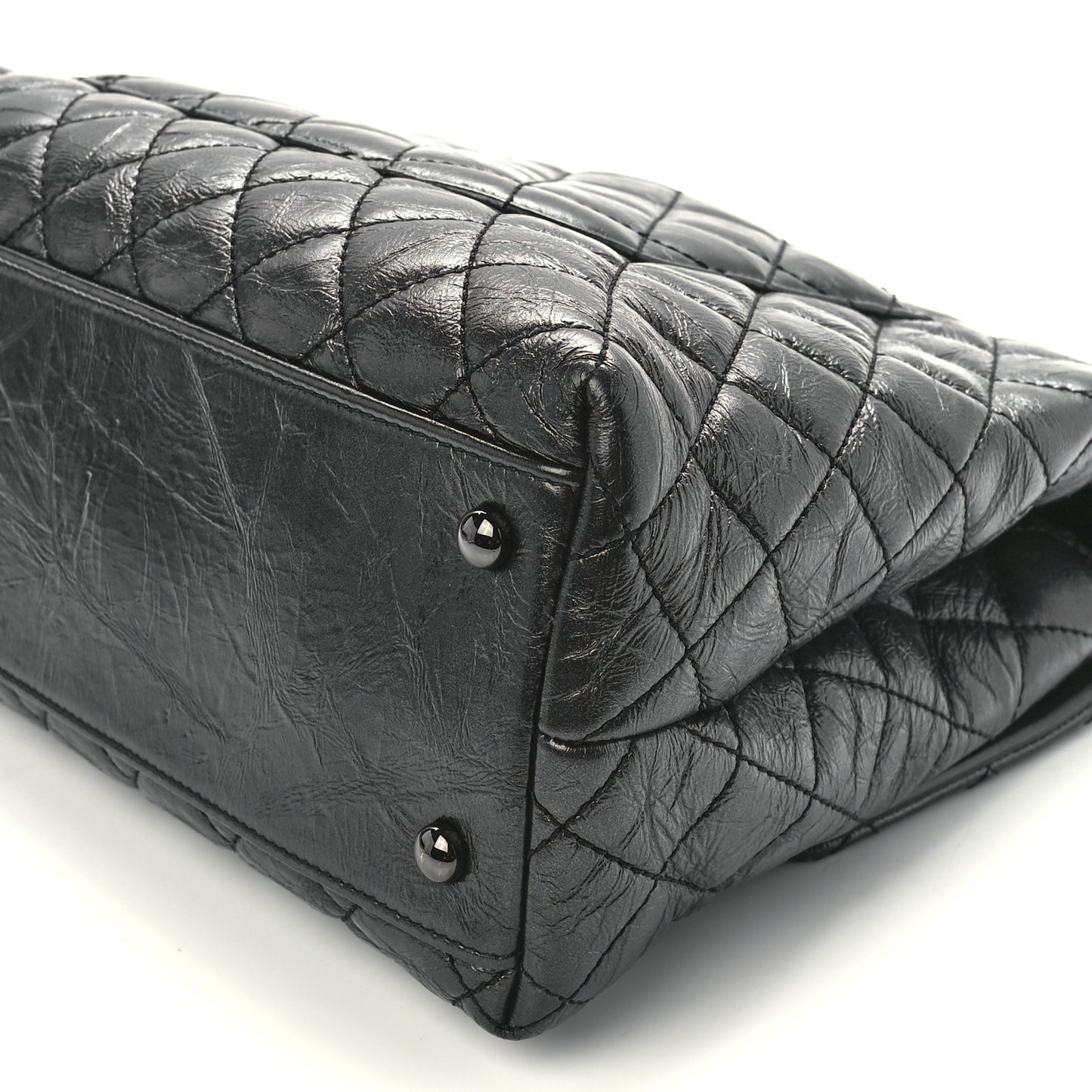 Aged Calfskin Quilted Medium Coco Handle Flap So Black