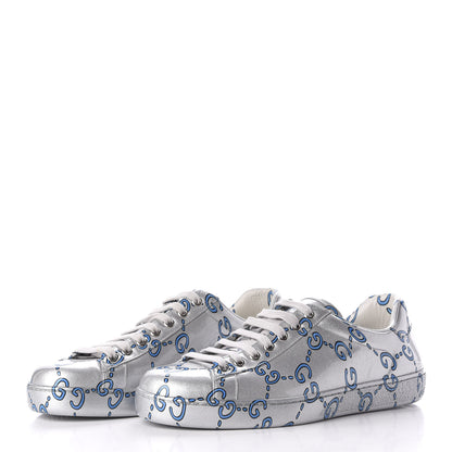 Gucci Miro Rubber Wax GucciGhost Print Mens New Ace Sneakers 7 Silver 2 of 9
