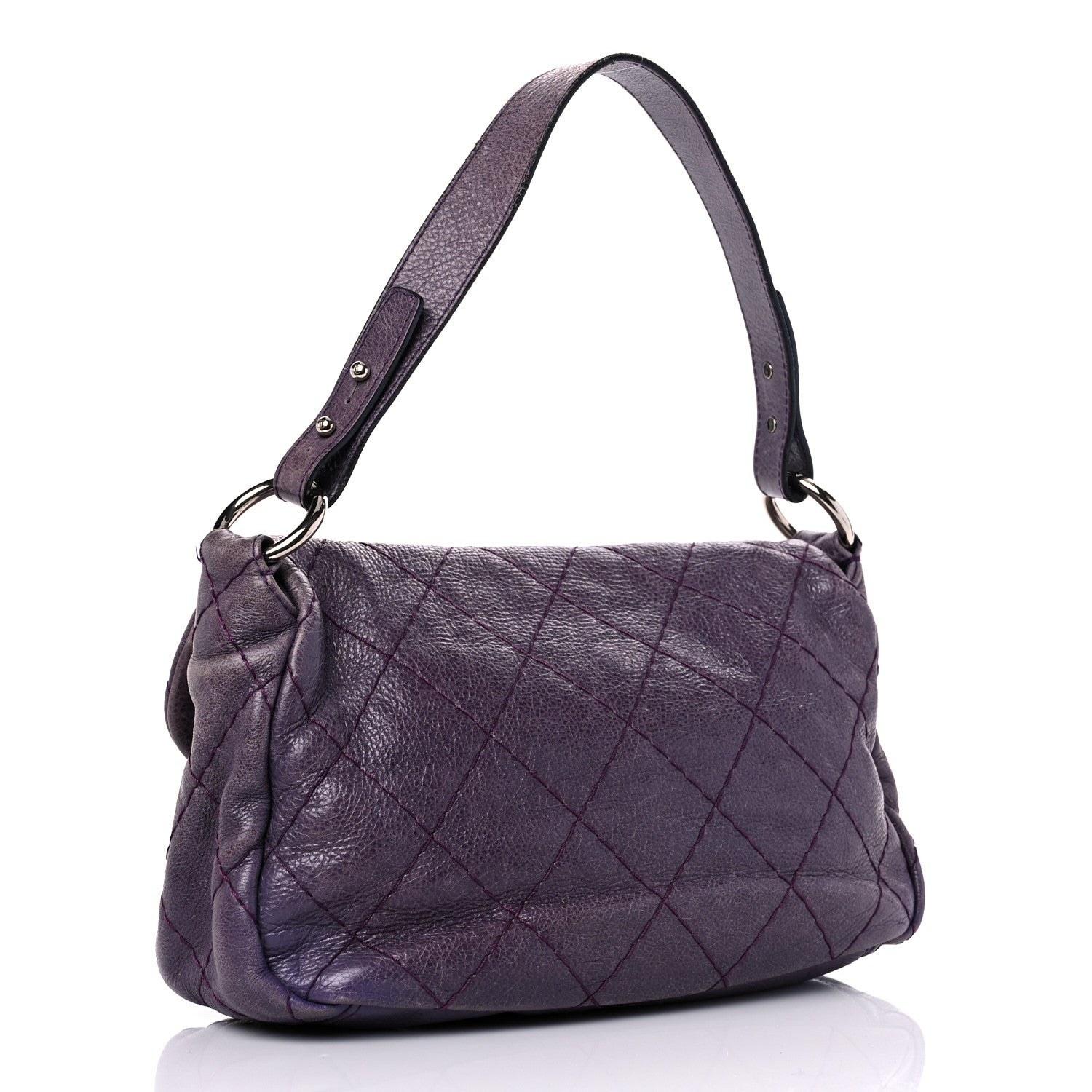 Chanel Glazed Calfskin Stitched On The Road Flap Purple 3 of 29