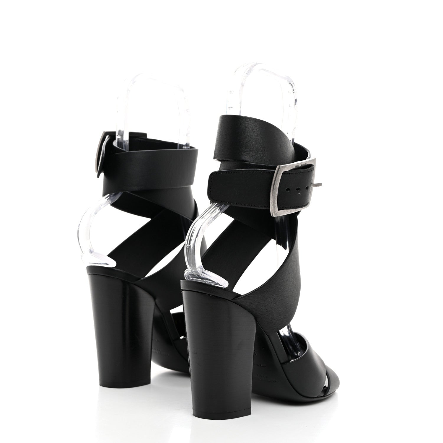 Saint Laurent Calfskin Oak 100 Mule Sandals 37 Black 4 of 9