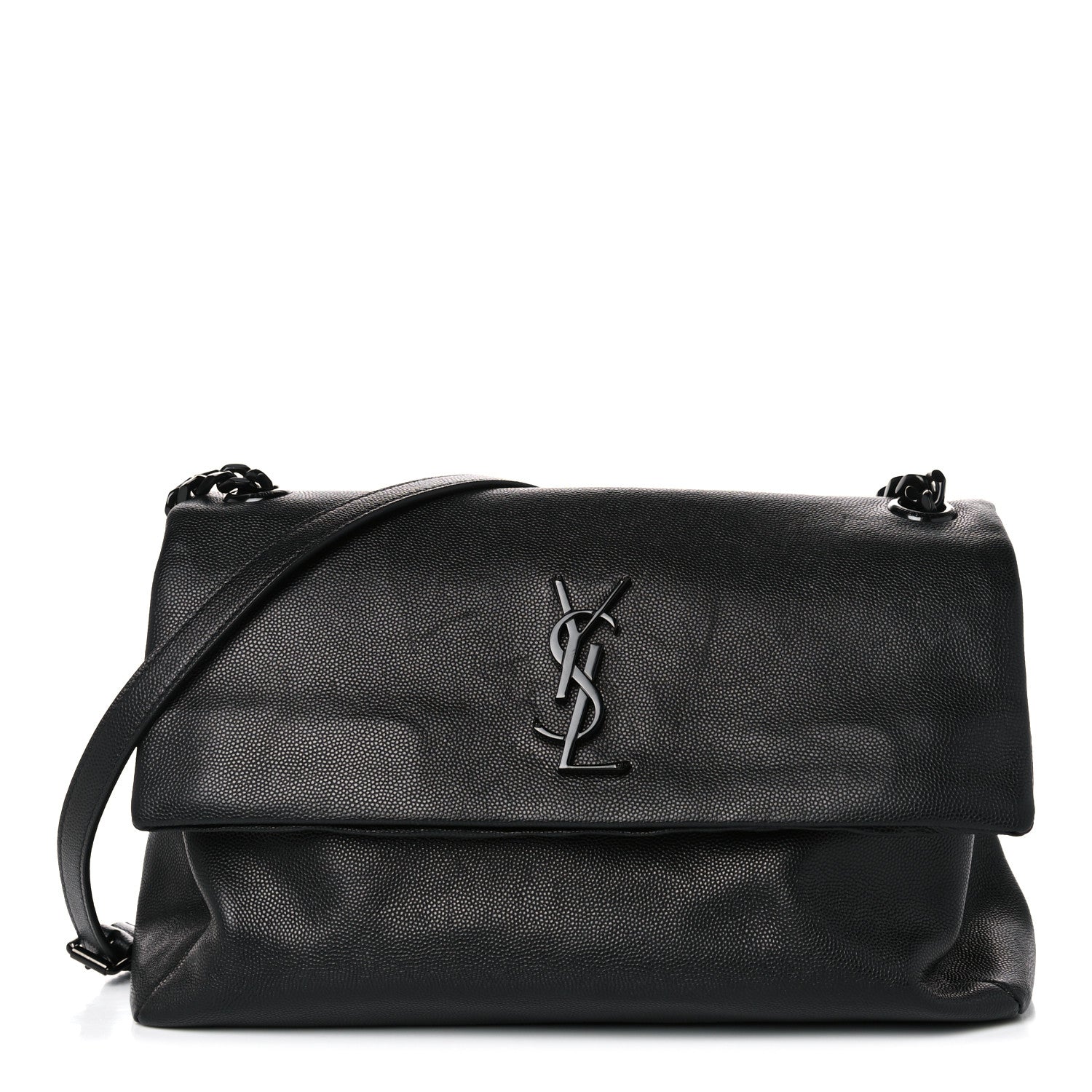 Saint Laurent Grain De Poudre Medium West Hollywood Monogram Fold-Over Black 1 of 16