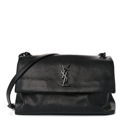 Saint Laurent Grain De Poudre Medium West Hollywood Monogram Fold-Over Black 1 of 16