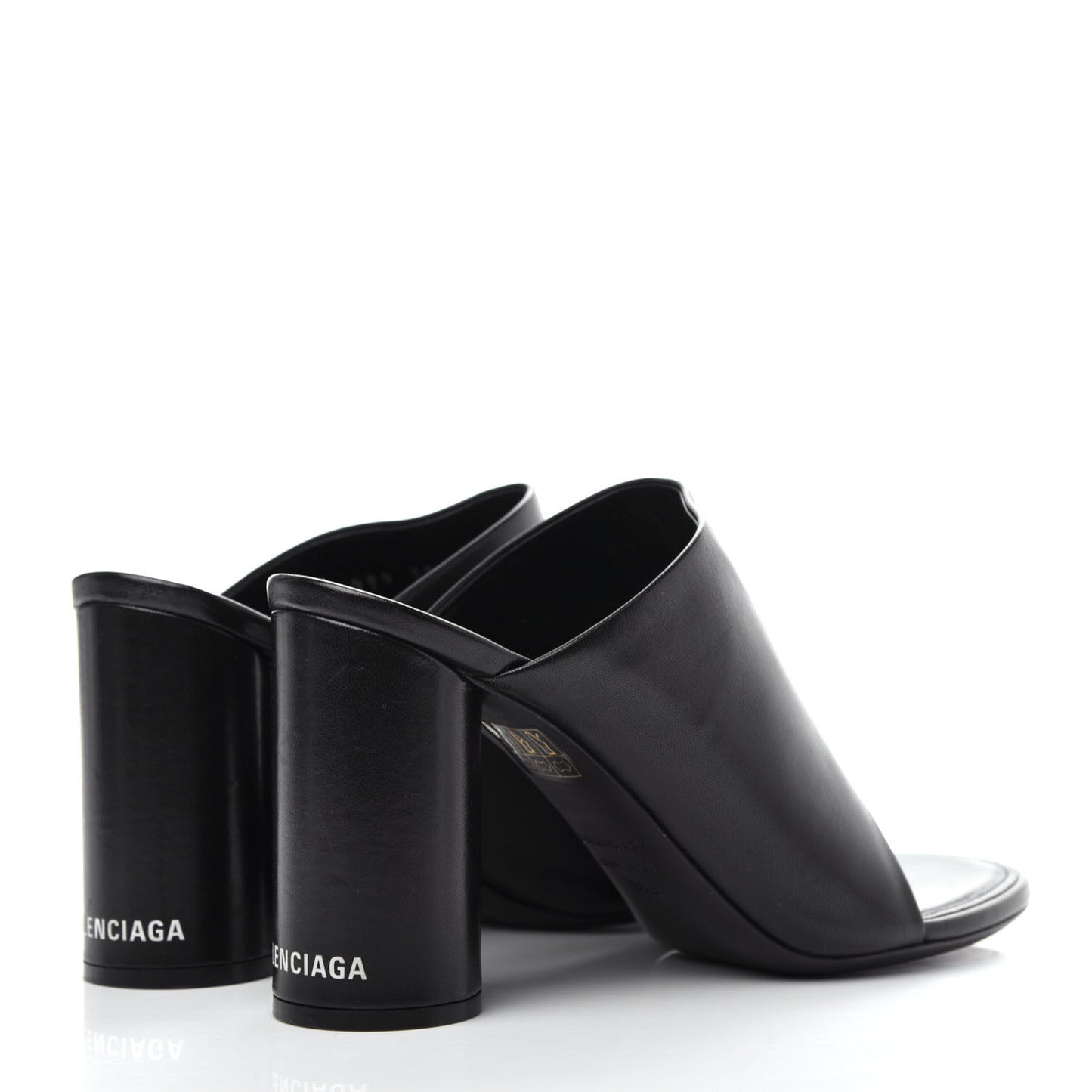 Shiny Sheepskin Oval 90mm Sandals 38.5 Black