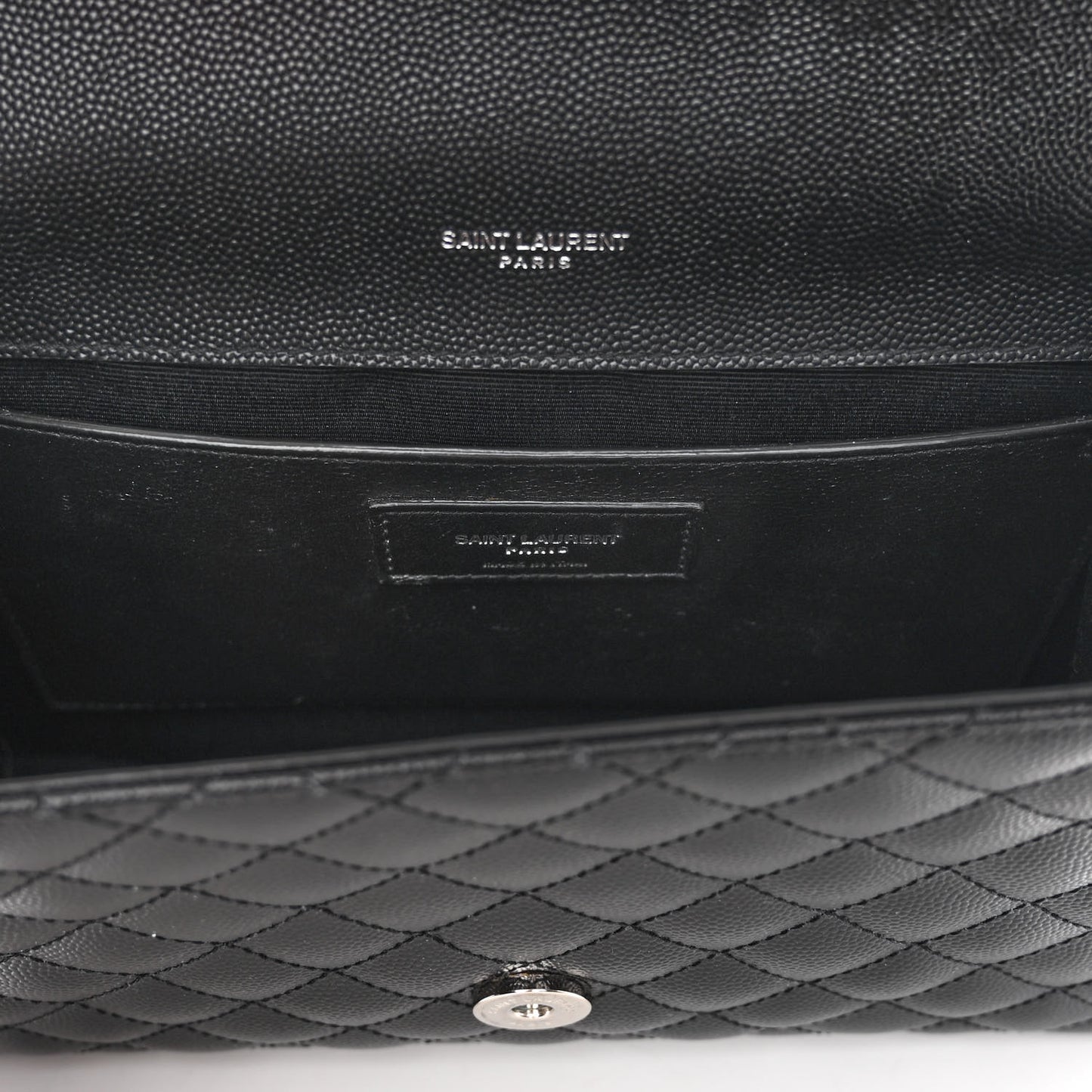 Grain De Poudre Textured Mixed Matelasse Triquilt Medium Monogram Satchel Black