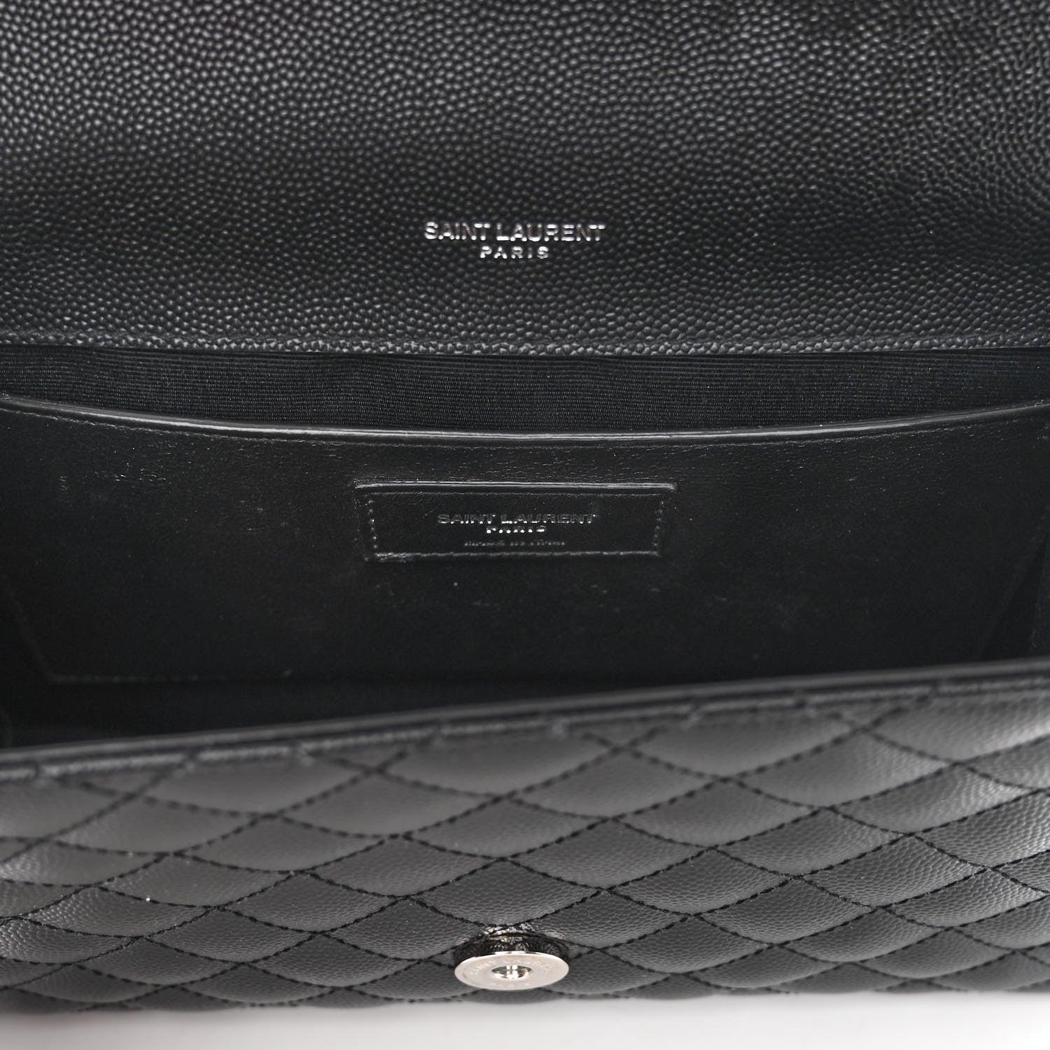 Saint Laurent Grain De Poudre Textured Mixed Matelasse Triquilt Medium Monogram Satchel Black 6 of 9