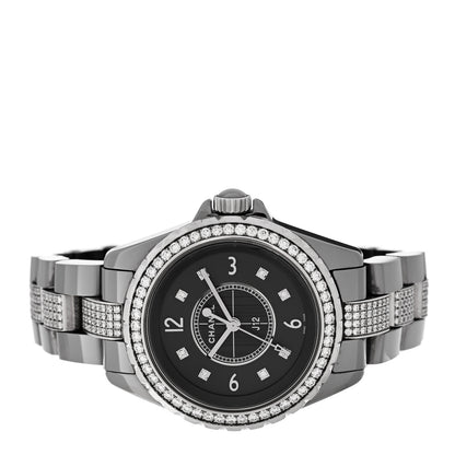 Chanel Stainless Steel Ceramic Diamond 33mm J12 Quartz Watch Grey 2 of 5