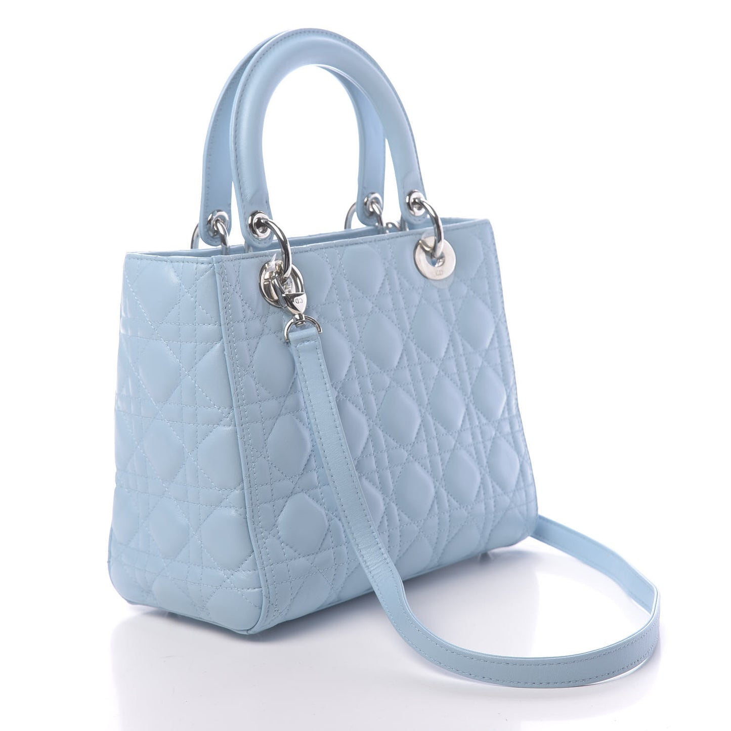 Lambskin Cannage Medium Lady Dior Light Blue