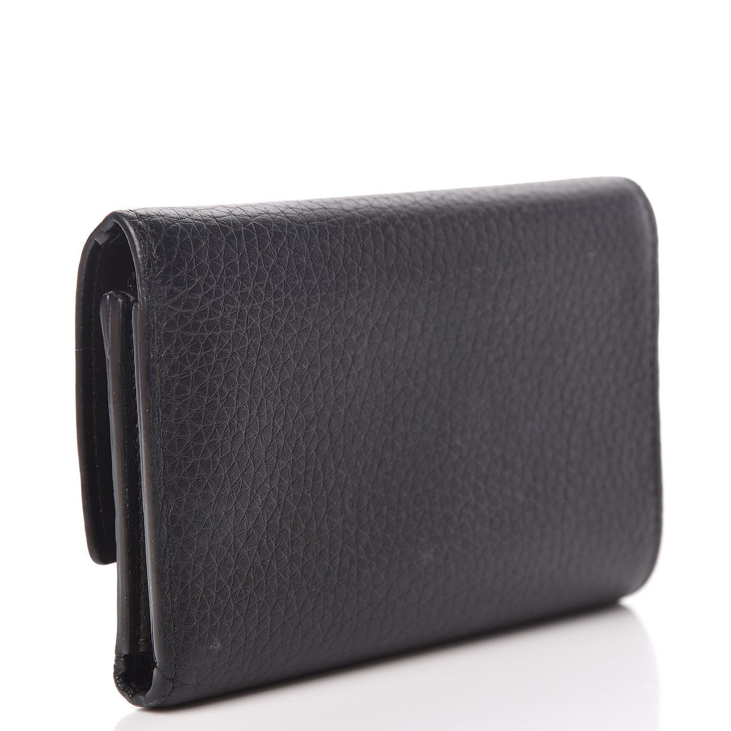 Taurillon Perforated Capucines Compact Wallet Black