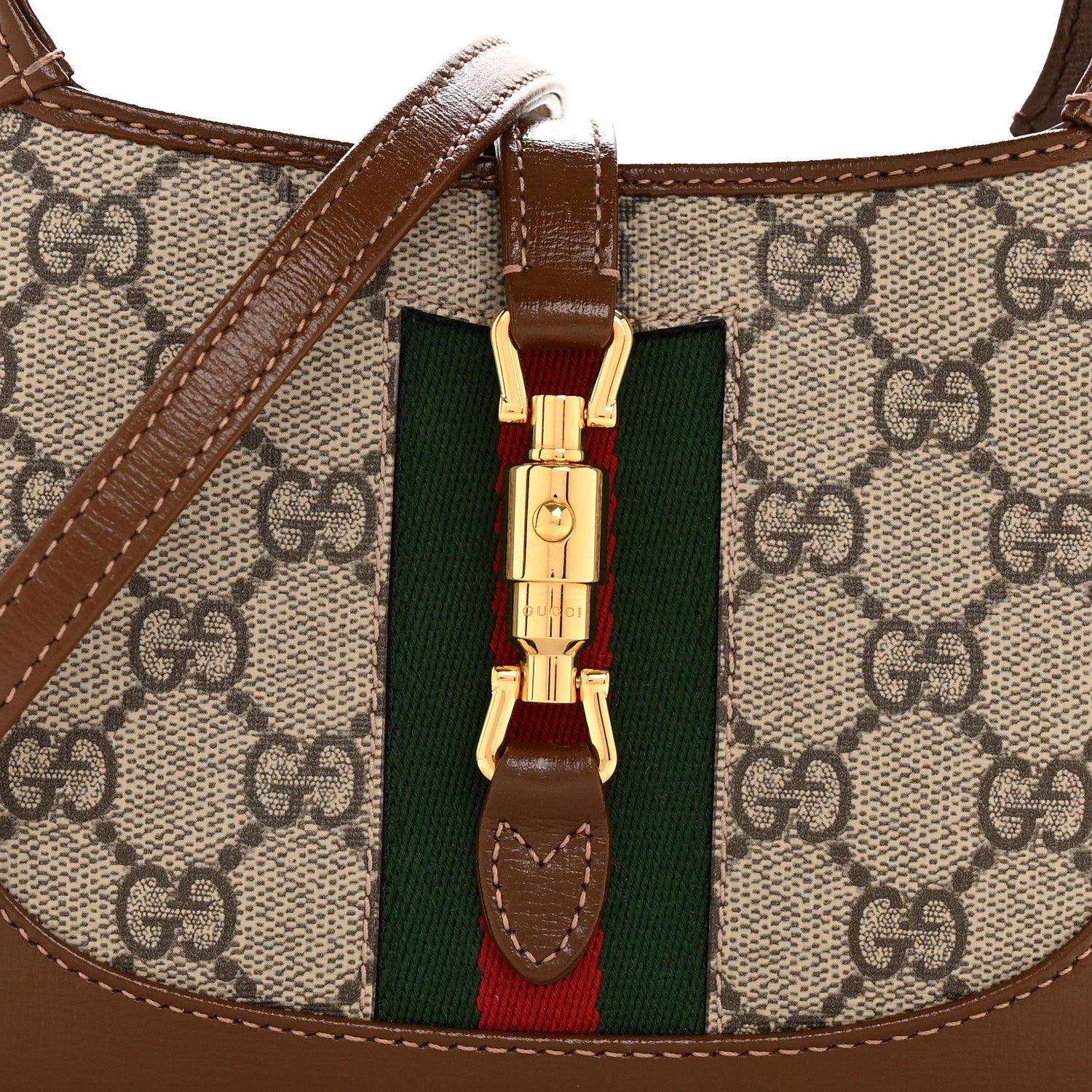 Gucci GG Supreme Monogram Azalea Calfskin Web Mini Jackie 1961