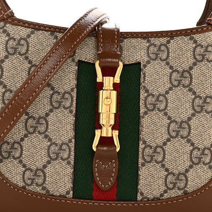 Gucci GG Supreme Monogram Azalea Calfskin Web Mini Jackie 1961 Hobo Beige Ebony Brown Sugar 8 of 11