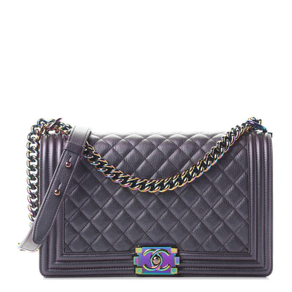 Chanel Iridescent Goatskin Quilted New Medium Boy Flap Purple 1 of 9