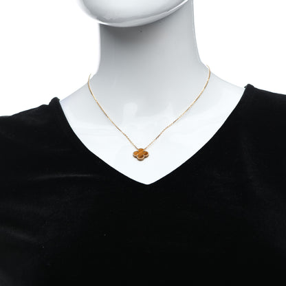 Van Cleef & Arpels 18K Yellow Gold Tiger Eye Vintage Alhambra Pendant Necklace 2 of 6