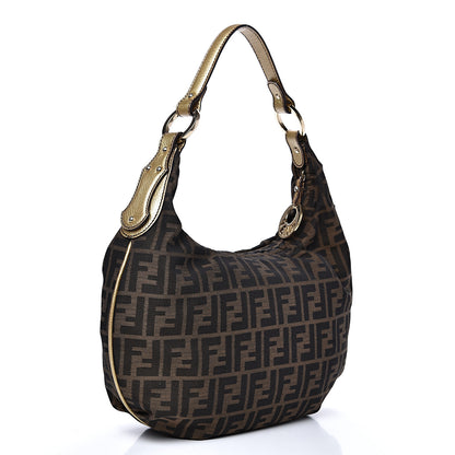 Fendi Zucca Laminated Vachetta Small Chef Hobo Tobacco Bronzo 2 of 13
