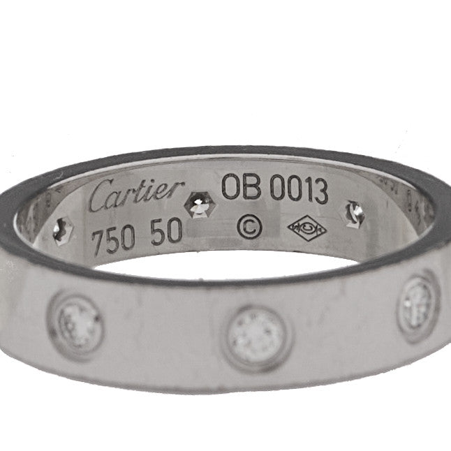 Cartier 18K White Gold 8 Diamond 4mm Wedding Band LOVE Ring 50 5.25 4 of 5