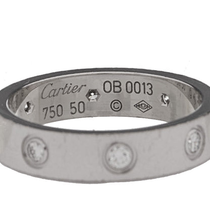 Cartier 18K White Gold 8 Diamond 4mm Wedding Band LOVE Ring 50 5.25 4 of 5