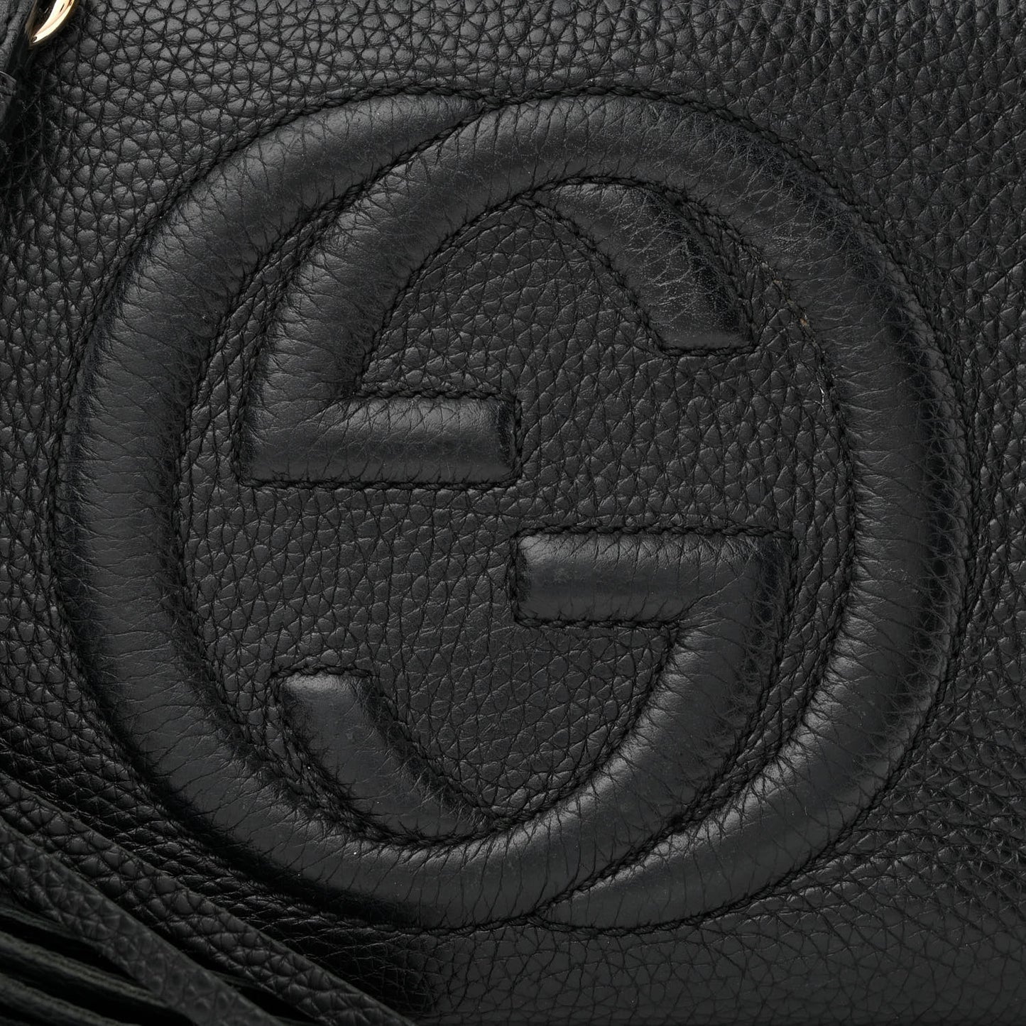 Pebbled Calfskin Small Soho Disco Bag Black