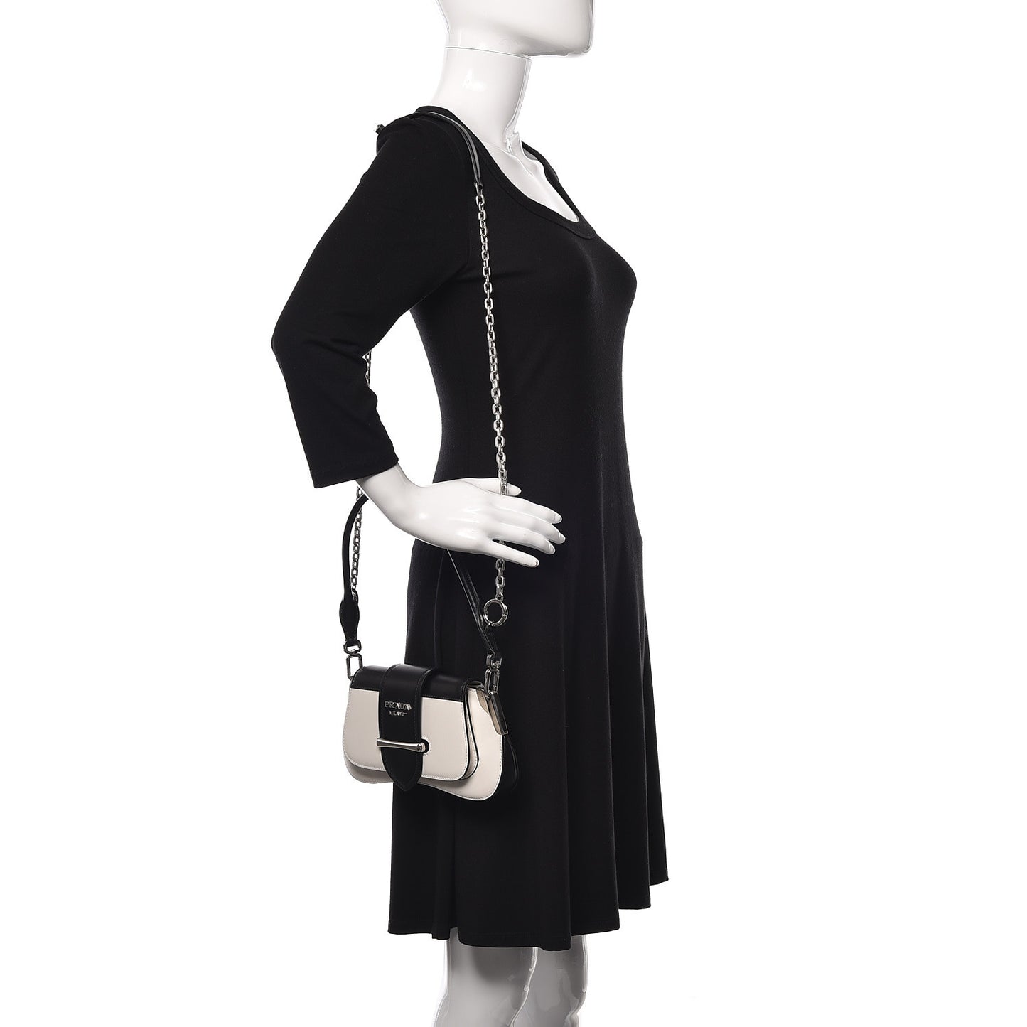 City Calfskin Sidonie Shoulder Bag White Black