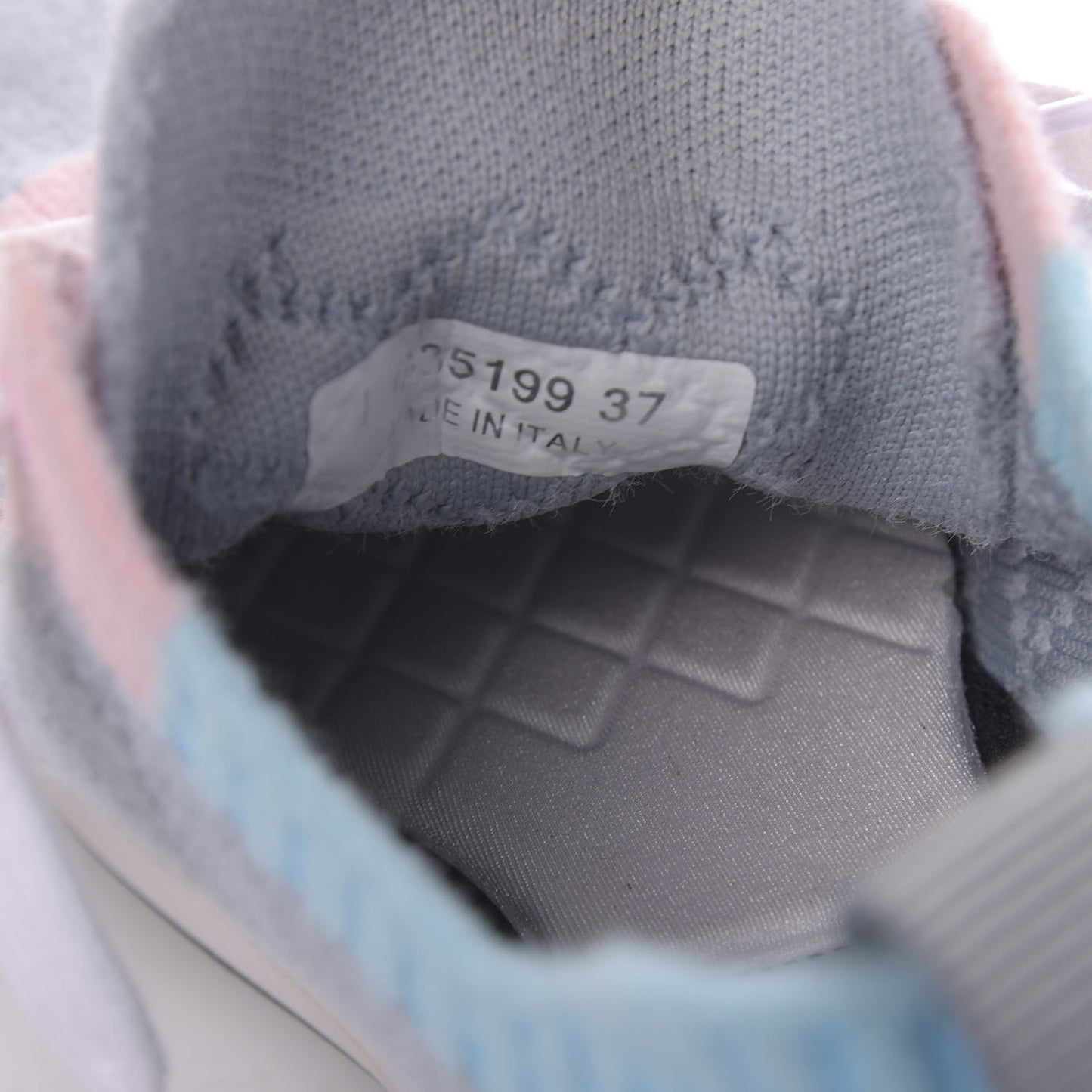 Mixed Fabrics Knit Sneakers 37 Grey Pink Blue