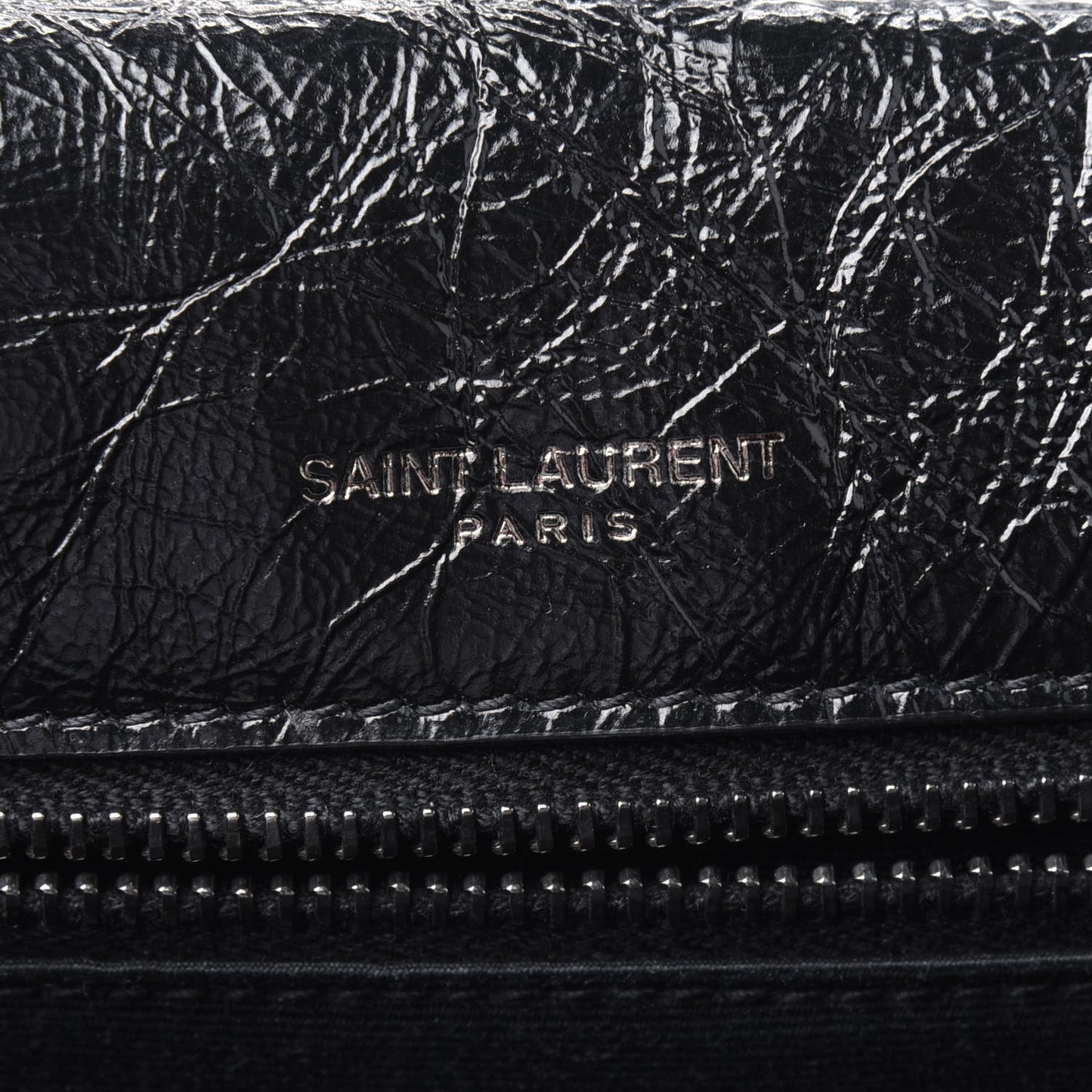 Crinkled Calfskin Matelasse Monogram Medium Niki Chain Satchel Black