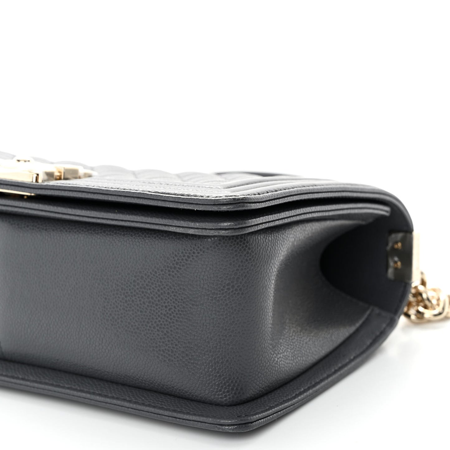 Caviar Quilted Medium Boy Flap Dark Grey