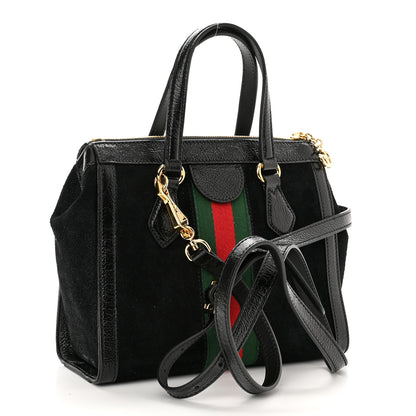 Gucci Suede Patent GG Web Small Ophidia Tote Bag Black 3 of 10