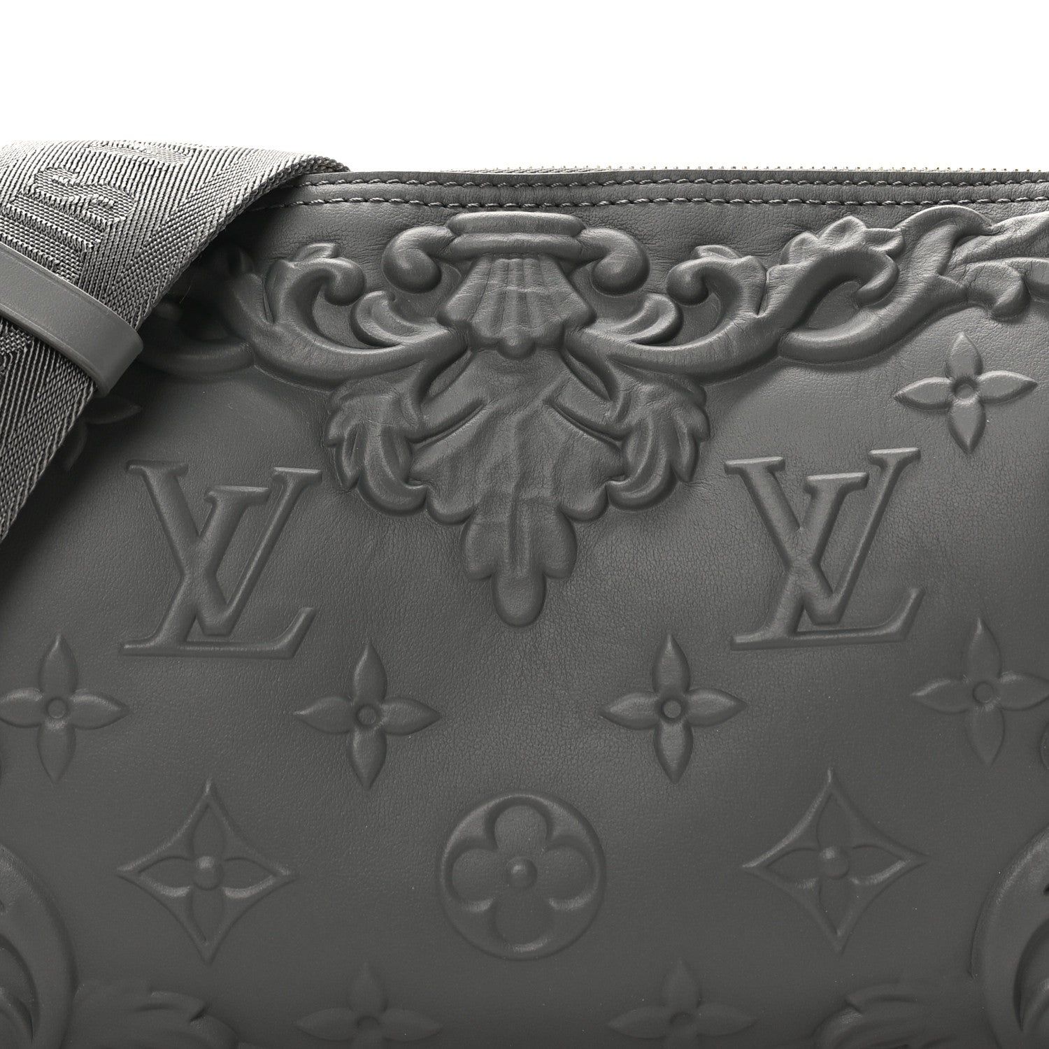 Louis Vuitton Calfskin Debossed Monogram Versailles City Keepall Dark Shadow Grey 7 of 9