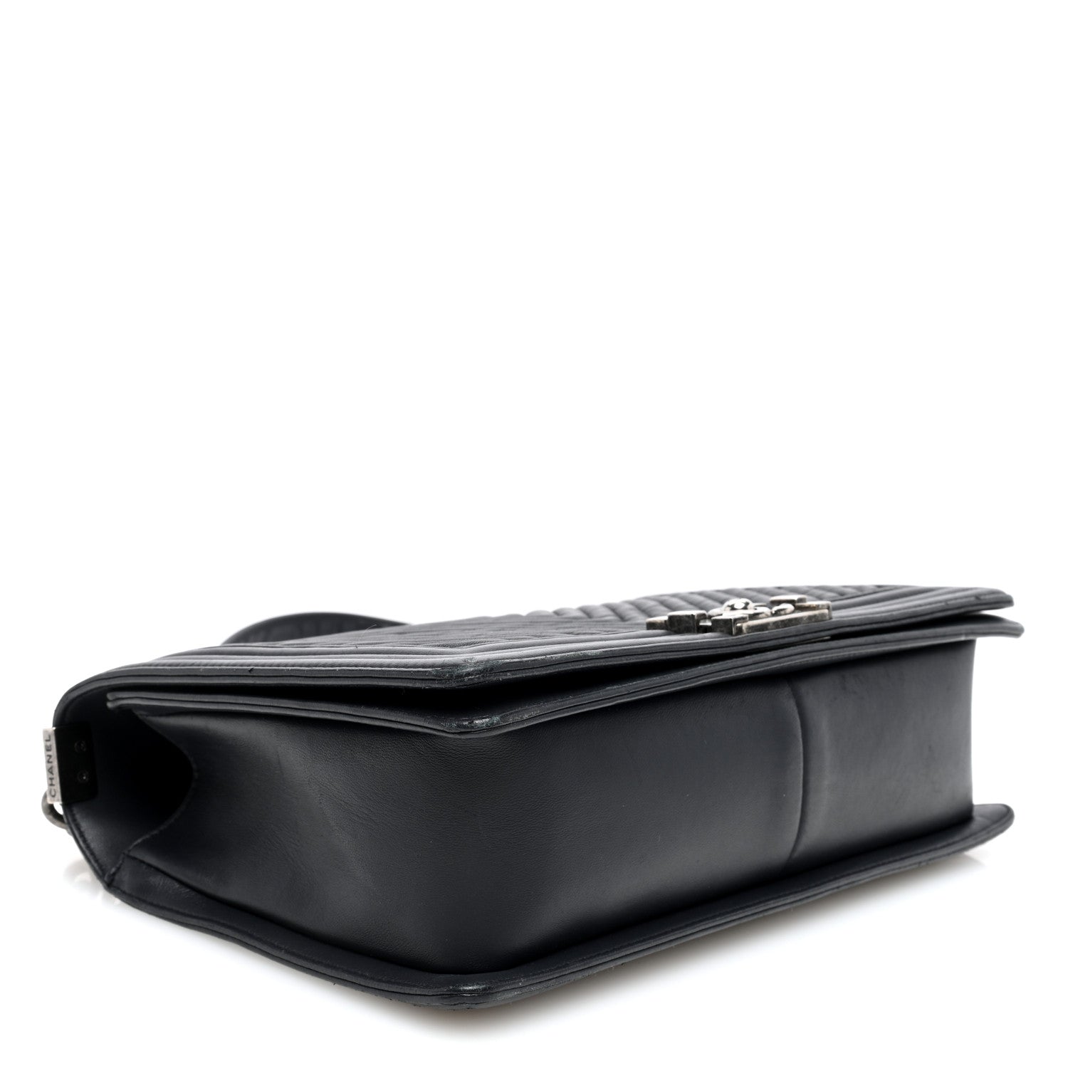 Chanel Wrinkled Lambskin Chevron Quilted Medium Boy Flap Black 4 of 10