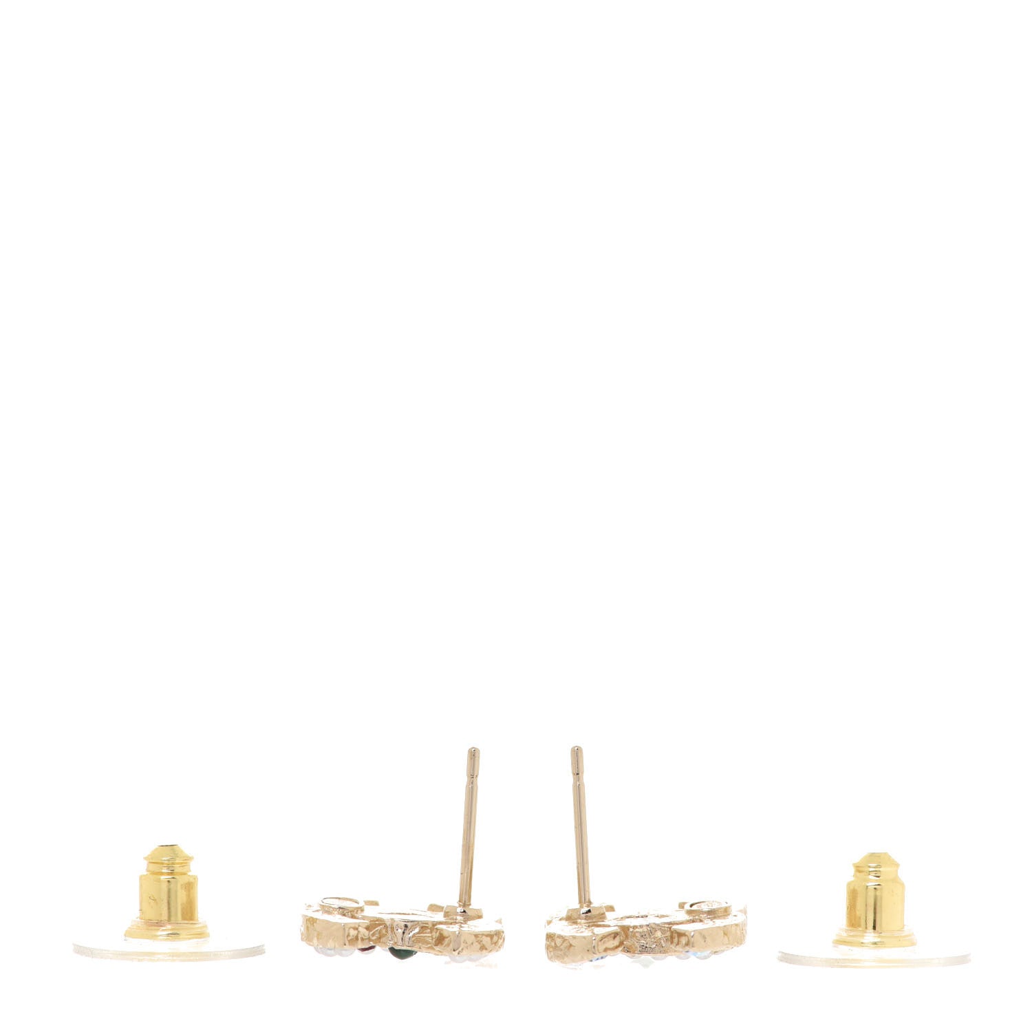 Chanel Pearl Crystal CC Earrings Gold Multicolor 3 of 5
