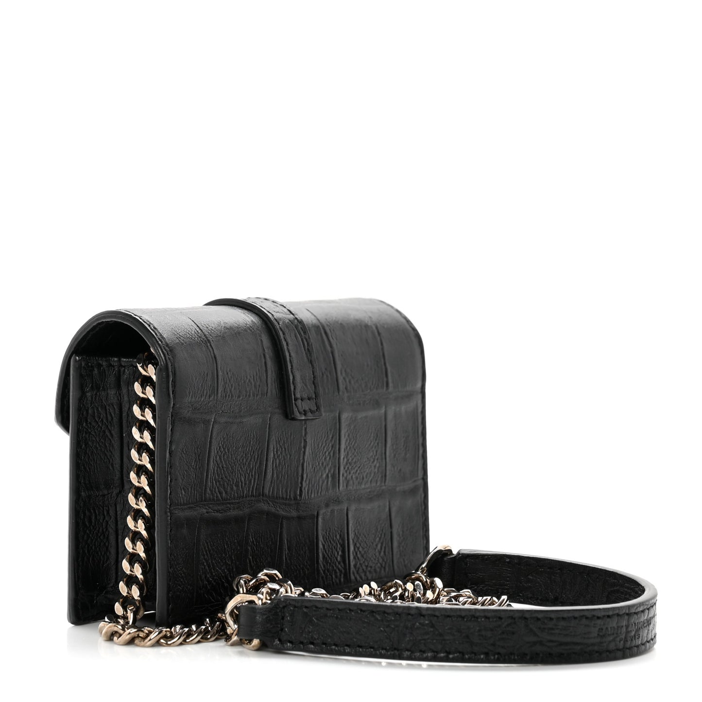 Calfskin Crocodile Embossed Monogram Candy Crossbody Black
