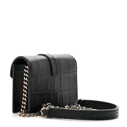 Saint Laurent Calfskin Crocodile Embossed Monogram Candy Crossbody Black 2 of 5
