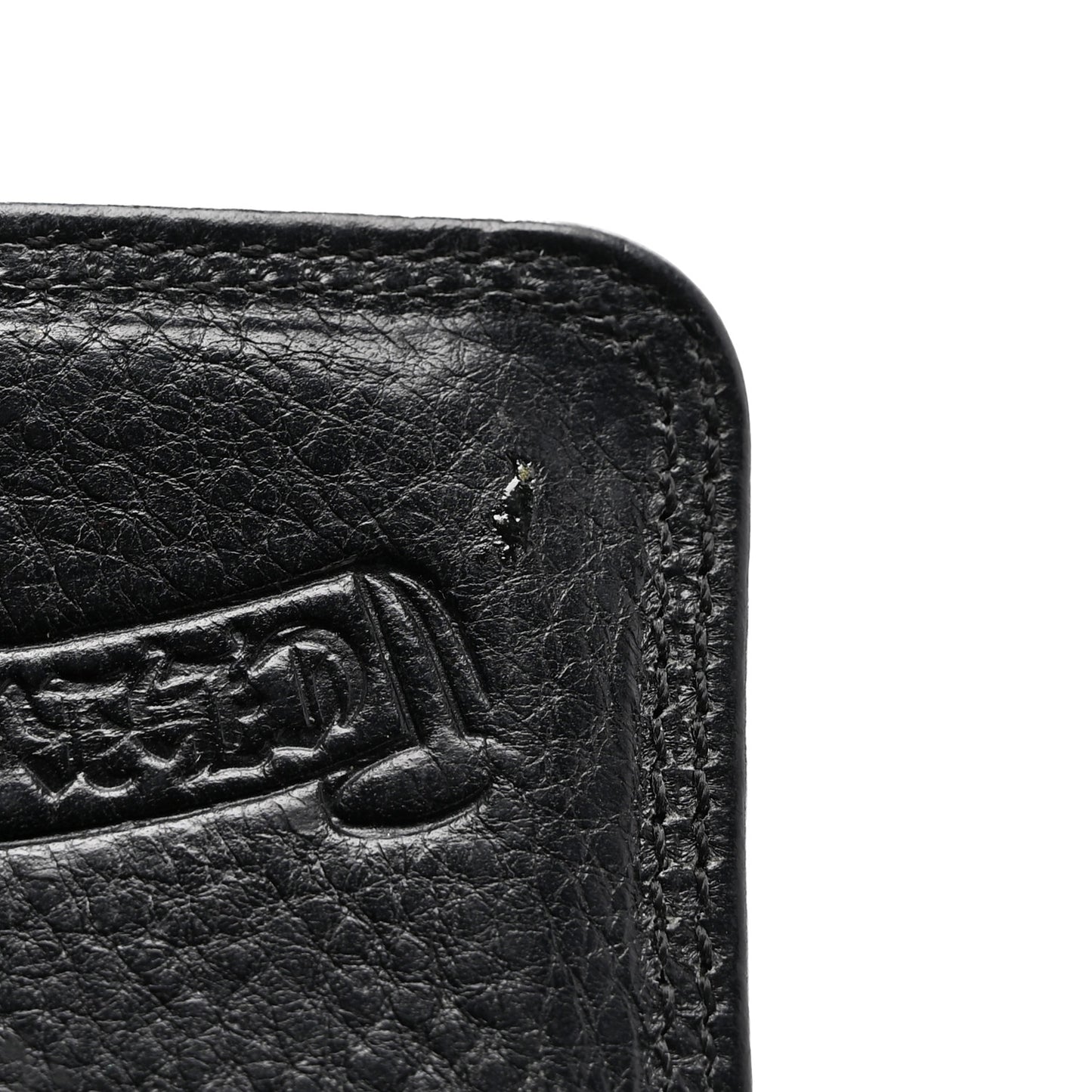 Grained Calfskin Grommet Card Holder Black