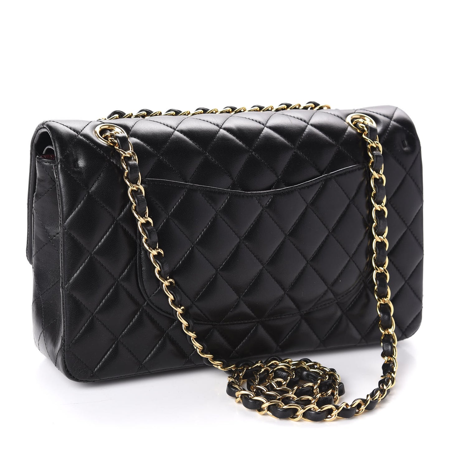 Lambskin Quilted Medium Double Flap Black