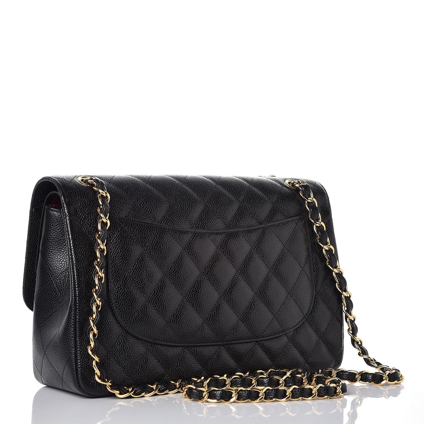 Caviar Quilted Jumbo Double Flap Black